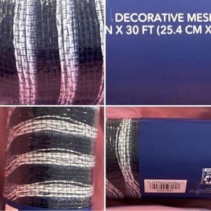 Deco Poly Mesh Ribbon NAVY & Thin White Stripes 10” X 10 YDS PATRIOTIC 2 Rolls